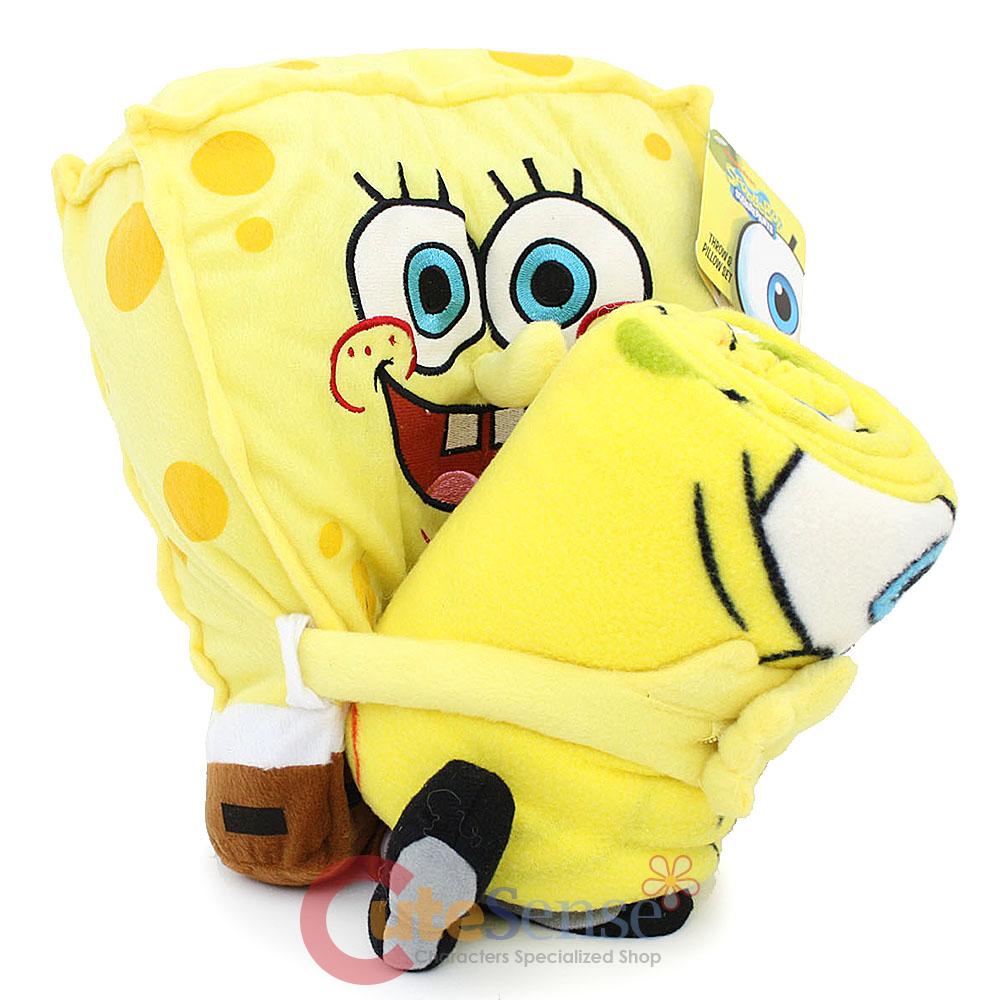 Nick Jr Spongebob Plush Doll Pillow with Fleece Throw Blanket 18 Plush 50x60 eBay