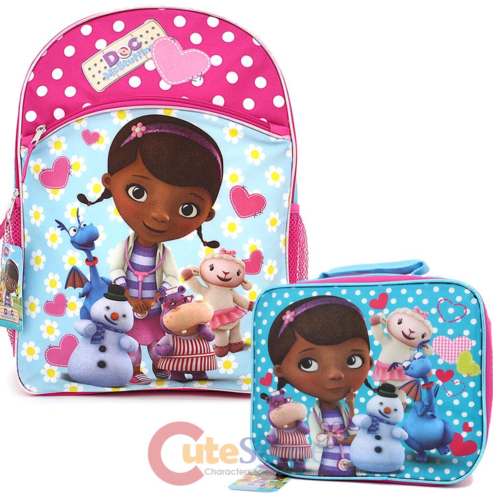 Disney Doc Mcstuffins Friends Large School Backpack Insulated Lunch Bag