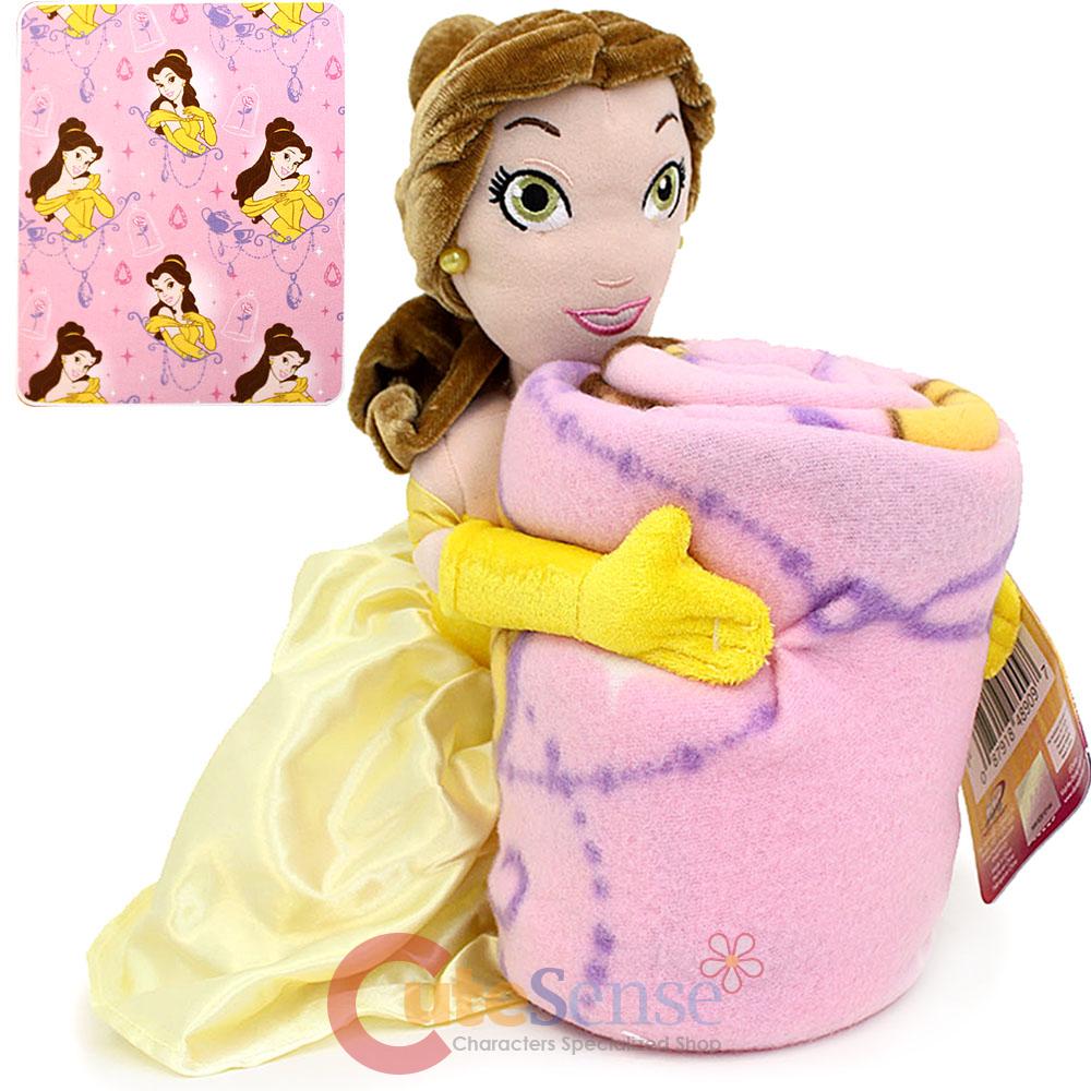 Disney Princess Belle Fleece Throw Blanket with Plush Doll Pillow Set