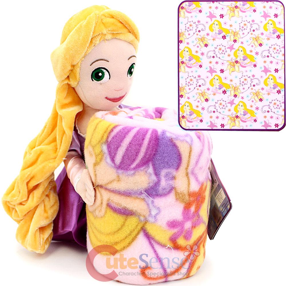 princess tangled rapunzel fleece throw blanket with plush doll