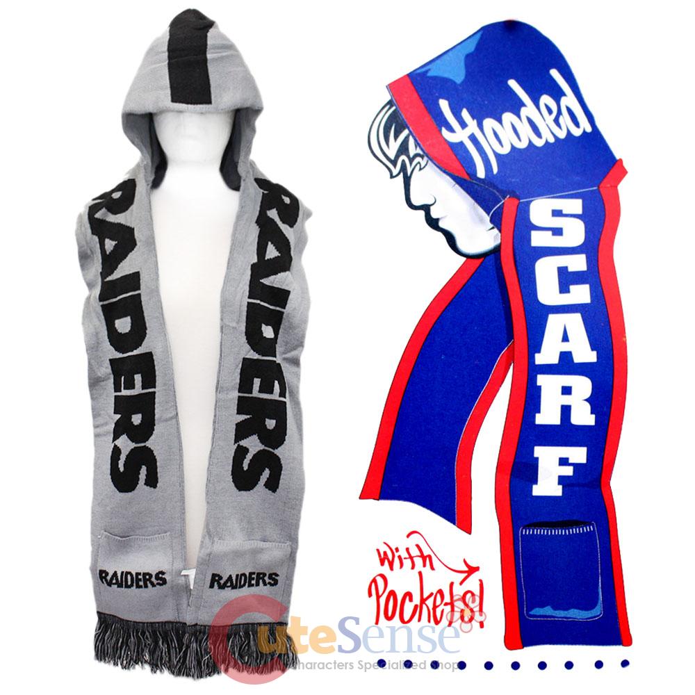 Hooded Details  Pocket scarf nfl Oakland Raiders with hooded NFL about Scarf Hands