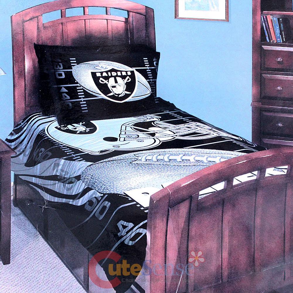 NFL Oakland Raiders Twin Bedding Comforter Set 3pc with Pillow Case