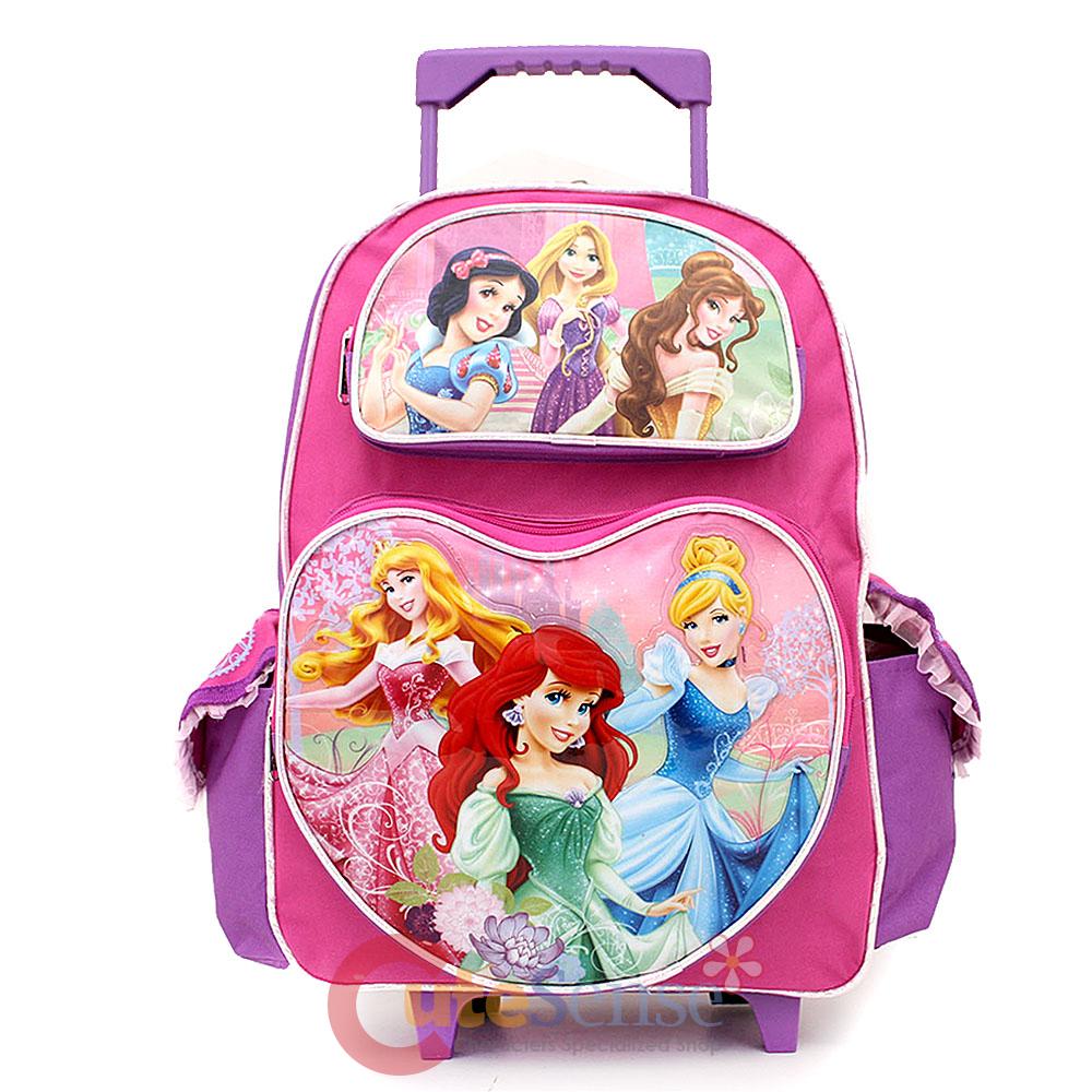 Disney Princess with Tangled 16" School Roller Backpack Large Rolling