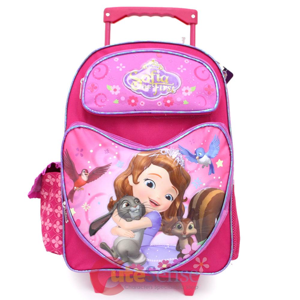 Sofia The First 16" Large School Rolling Bag Wheeled Roller Backpack