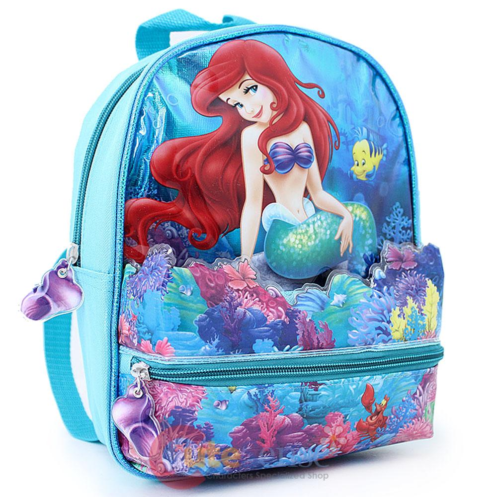 Disney Little Mermaid Ariel School Backpack 10" Toddler Bag Ocean
