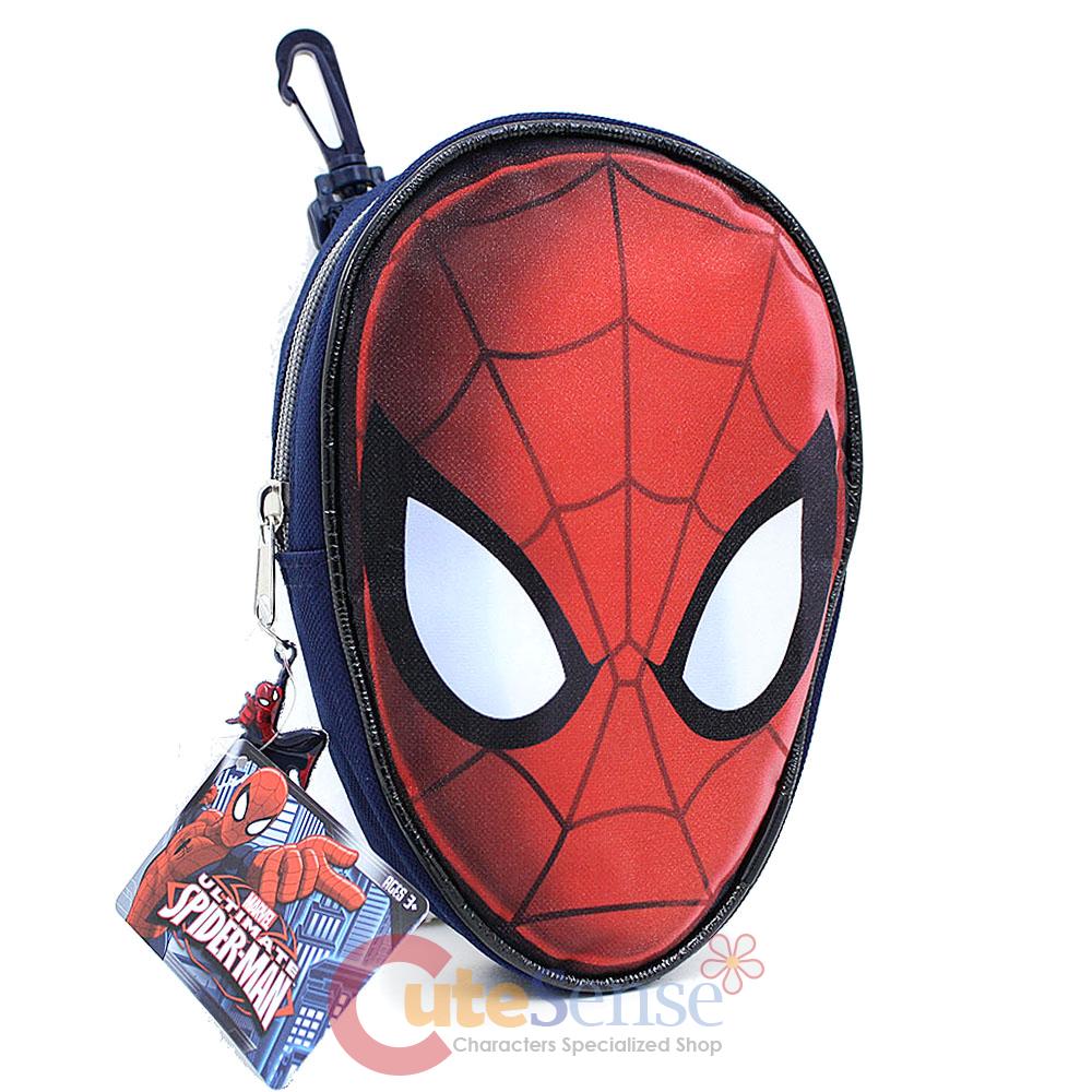 Marvel Spiderman Face Cut Pencil Case Mini Pouch with Clip ...