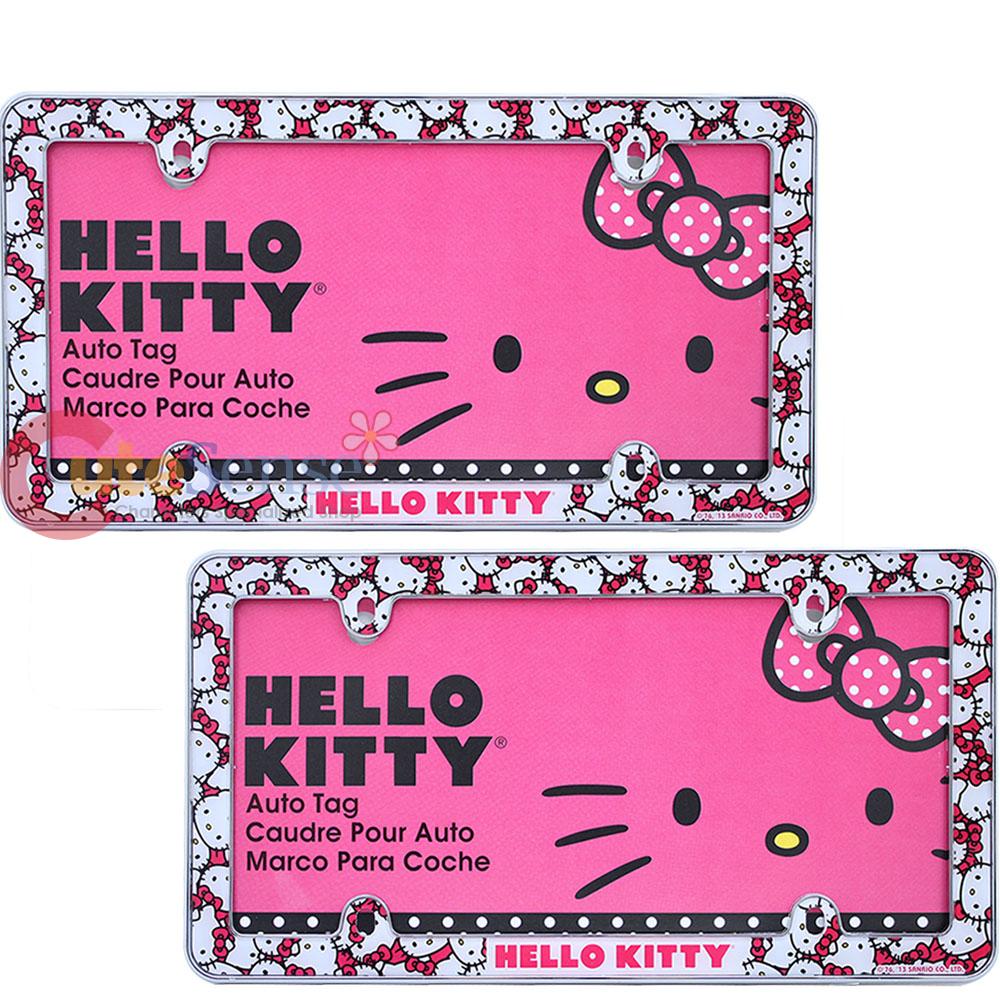 Sanrio Hello Kitty Car License Plate Frame 2pc Auto Accessories Face