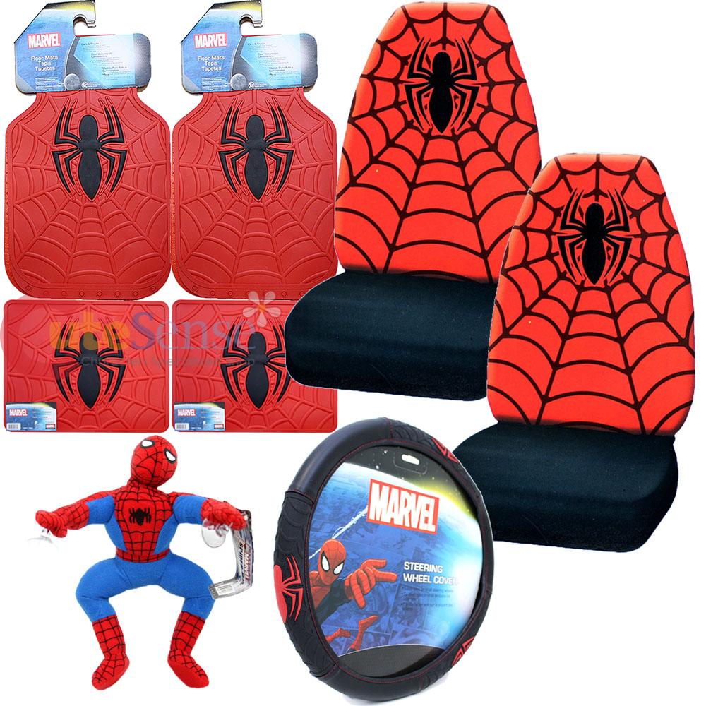 Marvel Spiderman Car Seat Covers Accessories Complete 8PC Set 