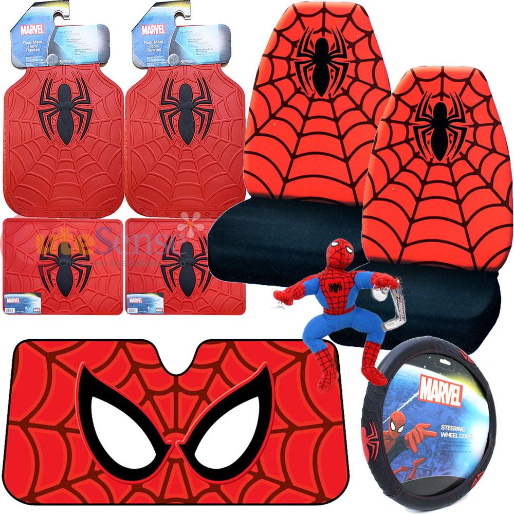 Marvel Spiderman Car Seat Covers Accessories Complete 9pc Set W Product Details Marvel Spiderman Car Seat Covers