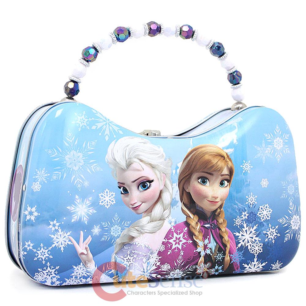Disney Frozen Elsa and Anna Hand Bag Metal Jewelry Tin Box with Beads