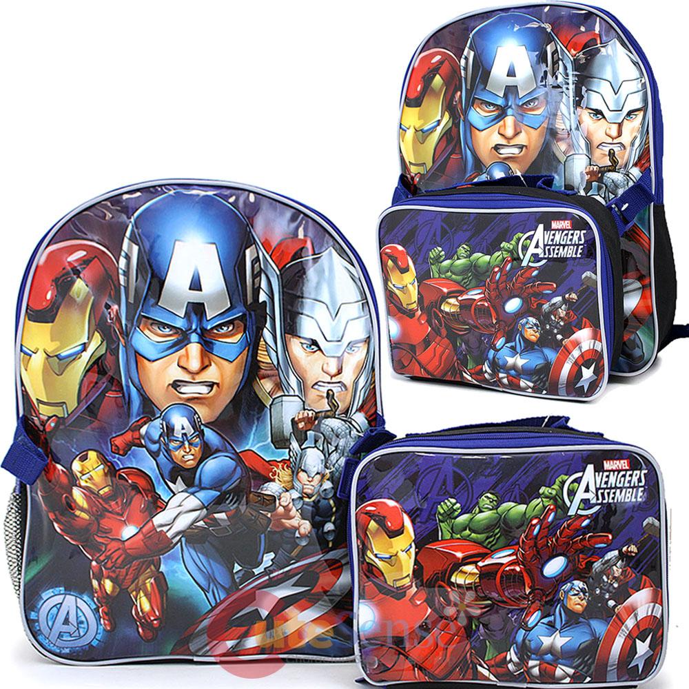 Marvel Avengers Assemble Large Backpack with Detachable Lunch Bag Combo