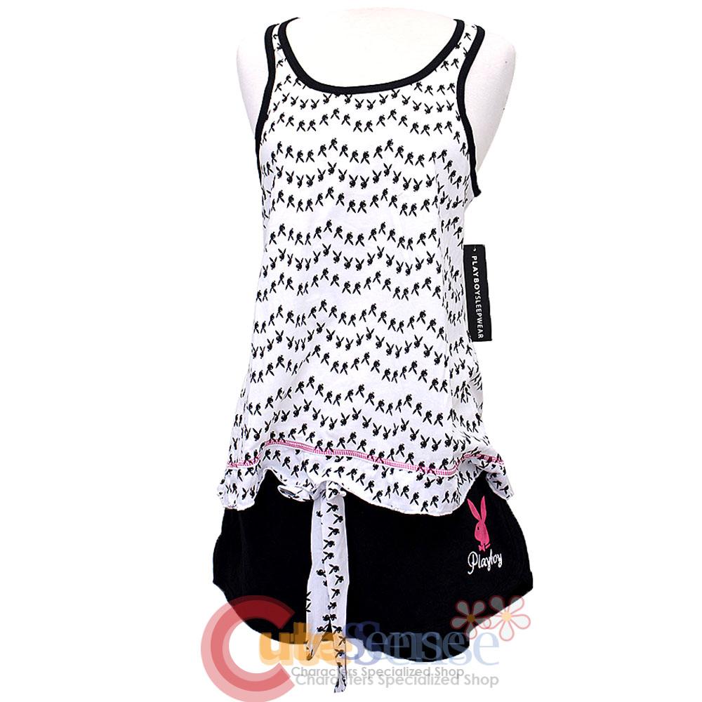 Playboy Women's 2pc Pajama Set Tank Top Short Pants Buuny PJ Sleepwear