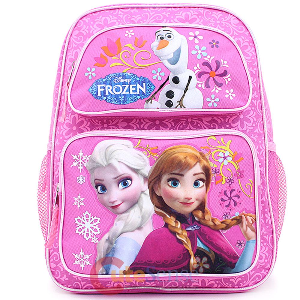 Disney Frozen Elsa Anna 14" School Backpack Medium Bag Pink Floral
