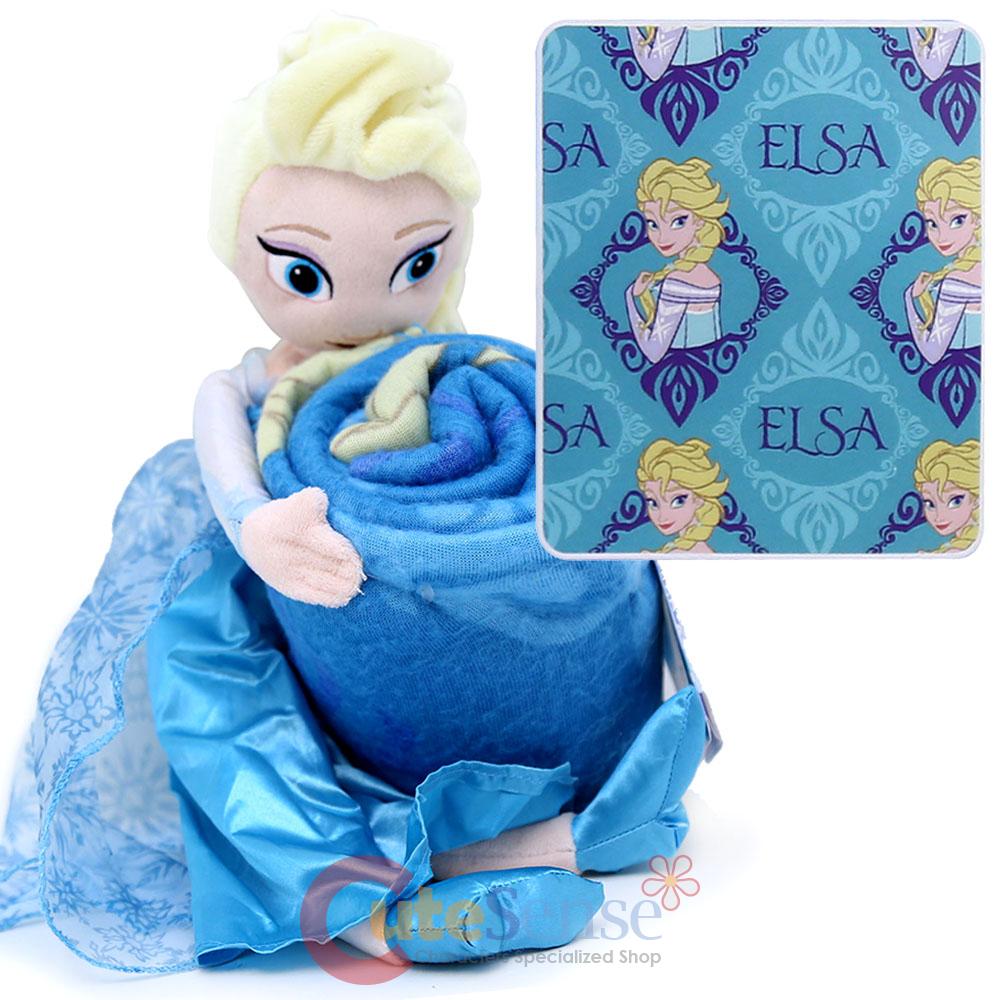 Disney Frozen Elsa Fleece Throw Blanket with Large Plush Doll Pillow