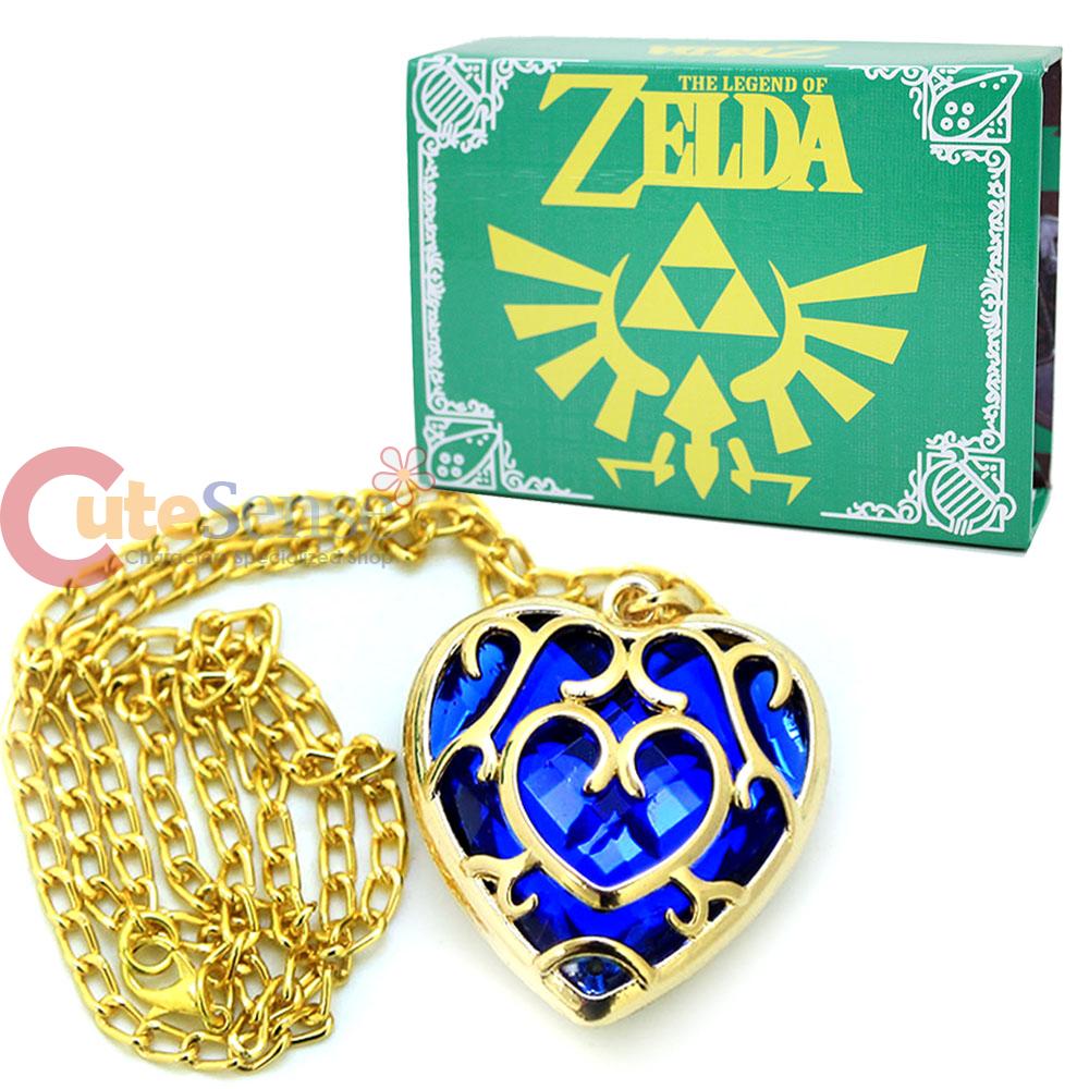 Legend of Zelda Skyward Sword Heart Containers Necklace with Box Blue