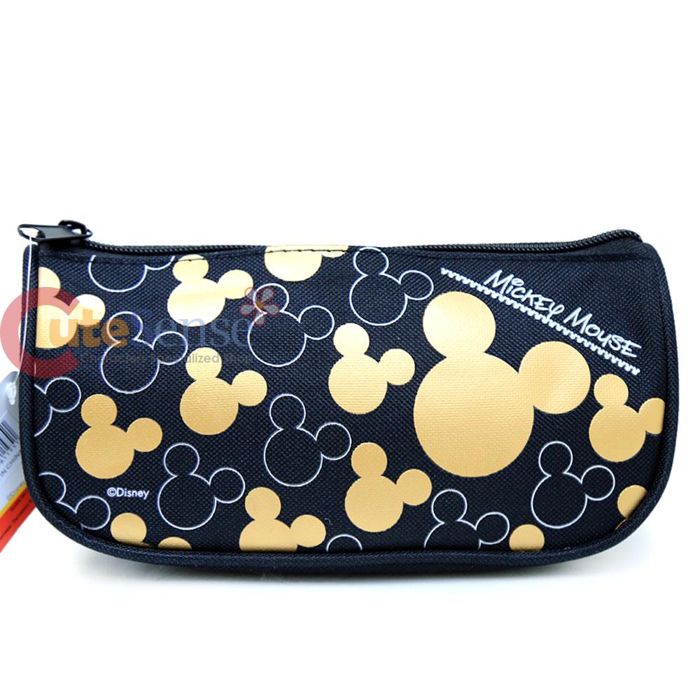 Disney Mickey Mouse Zippered Pencil Case Cosmetic Half Moon Pouch Bag