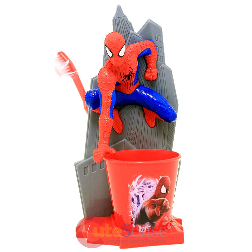 Marvel The Amazing Spiderman Figurine Toothbrush Set Toothbrush Rinse
