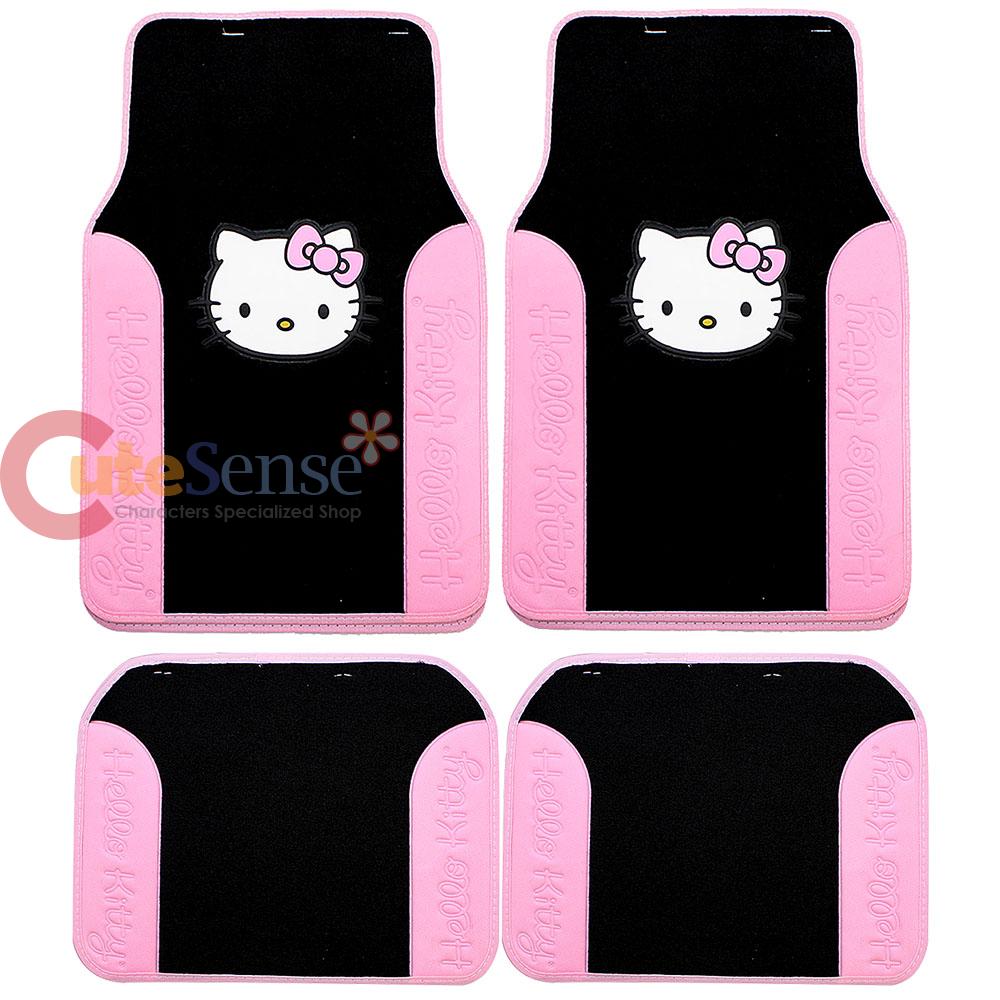 Hello Kitty 4pc Car Floor Mats Pink Black Car Auto Accessory Carpet