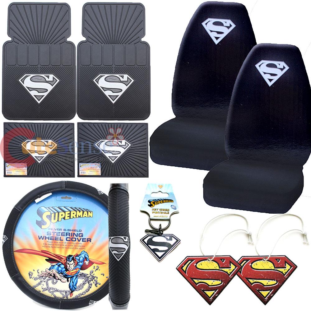 DC Comics Superman Car Steering Wheel Cover Silver Shield Logo Auto
