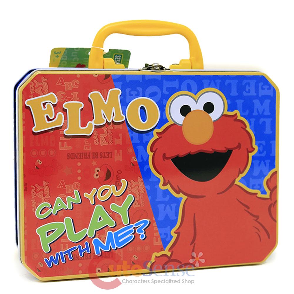 Sesame Street Elmo Tin Box Metal Lunch Toy Treasure Box Can You Play