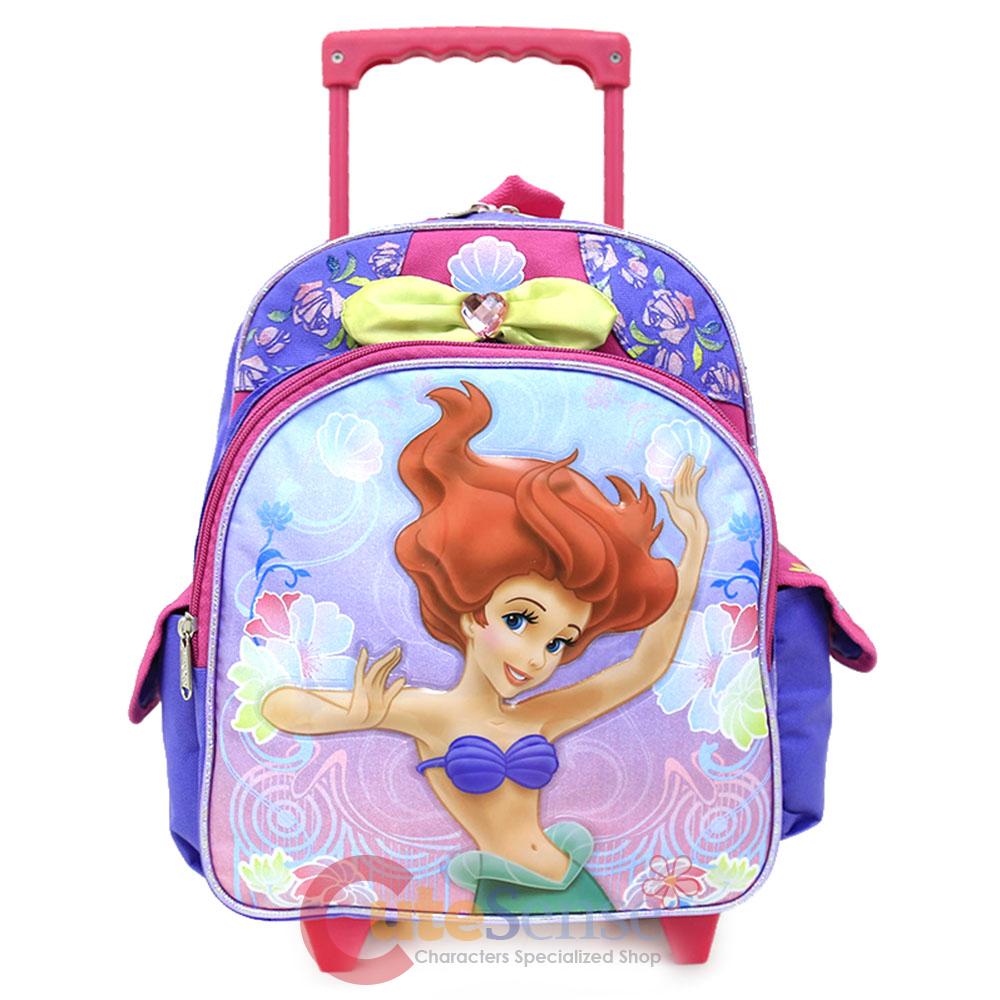 Princess Little Mermaid Ariel School Roller Backpack 12" Medium Trolley Bag