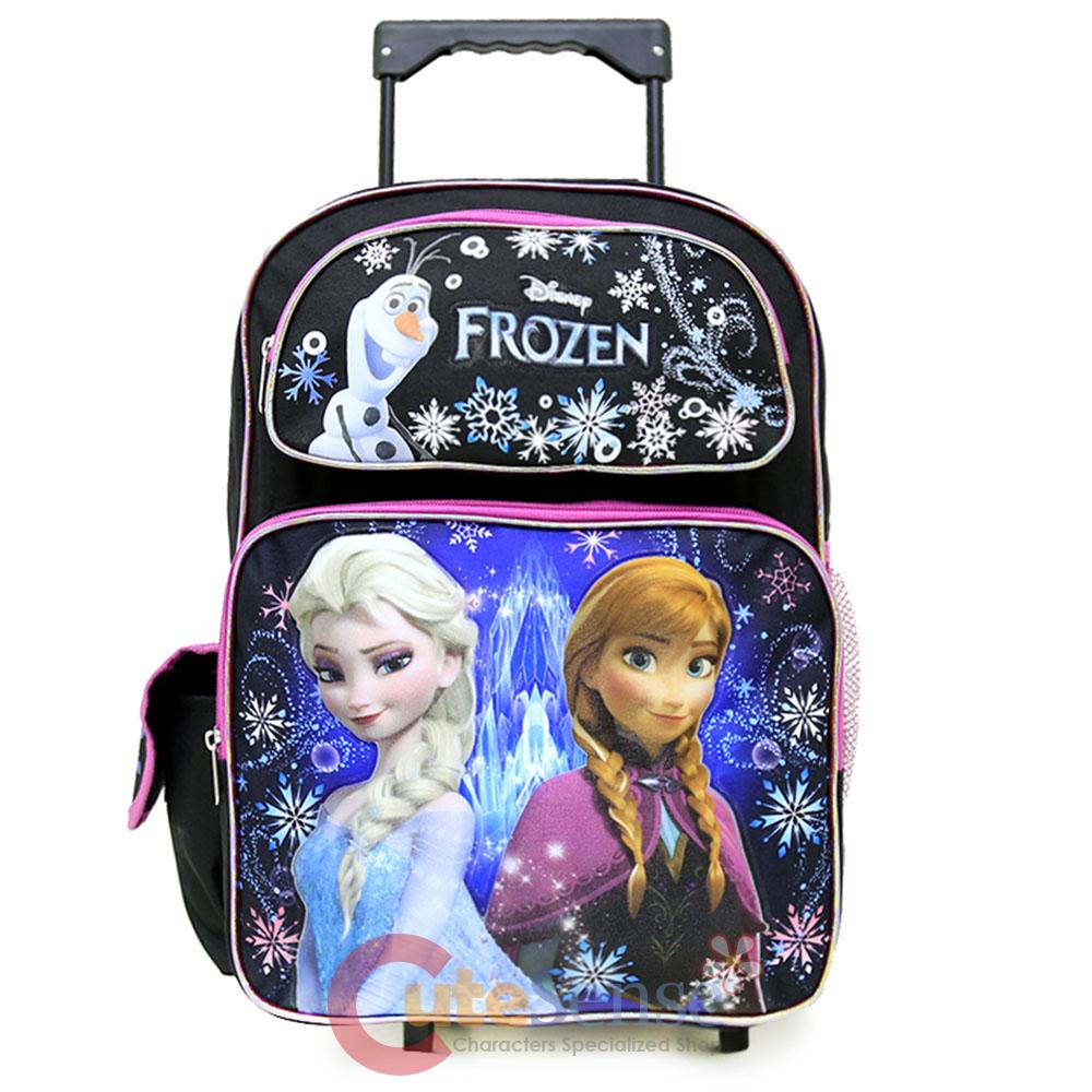 Disney Frozen Elsa Anna 16 034 School Roller Backpack Black Pink Large