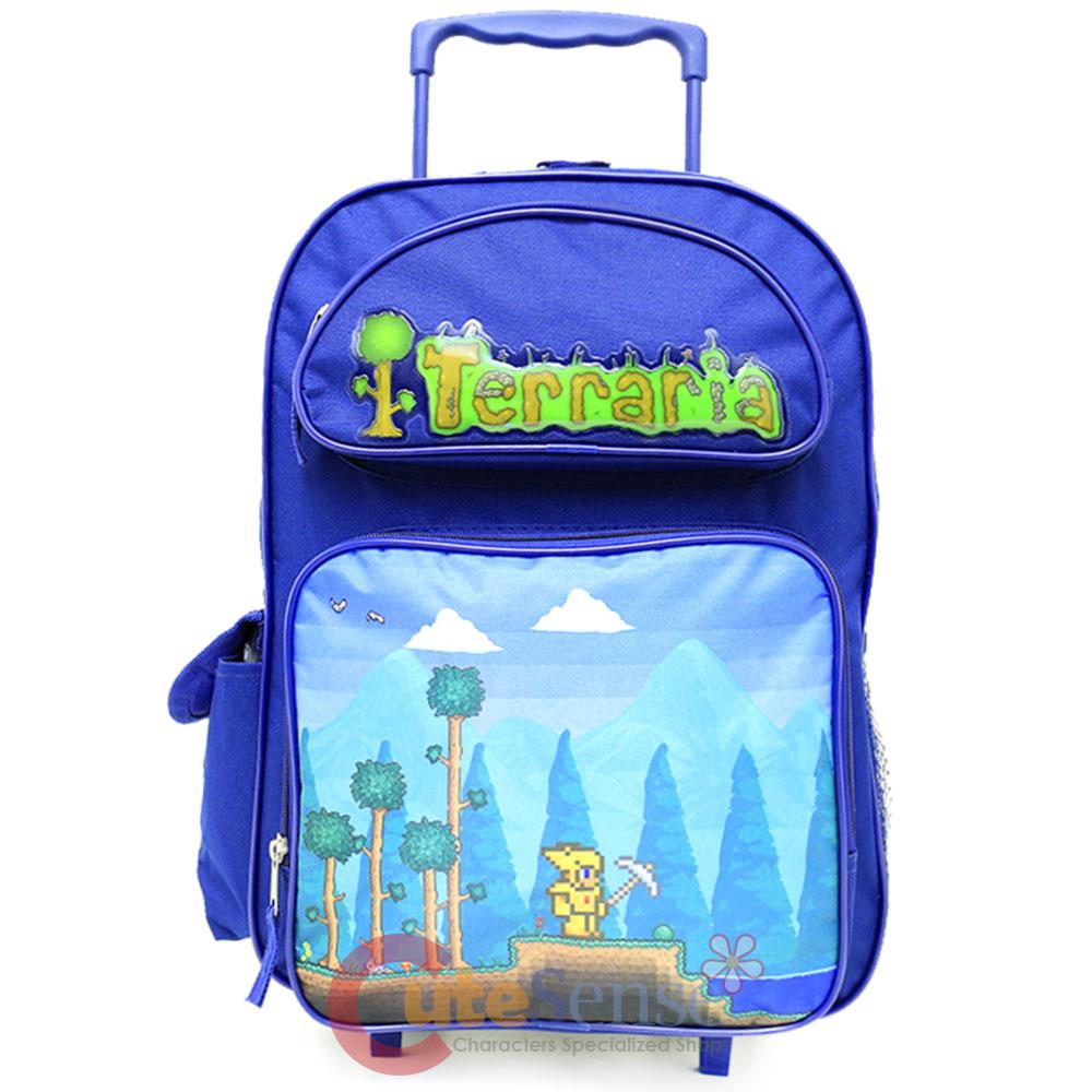 Terraria Large School Roller Backpack 16" Rolling Trolley Book Bag Dig