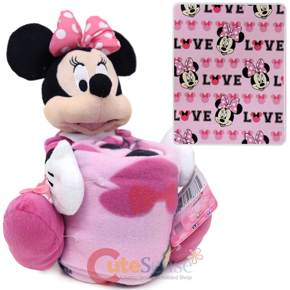 Disney Minnie Mouse Fleece Throw Blanket with Plush Doll Pillow Buddy 2pc Set