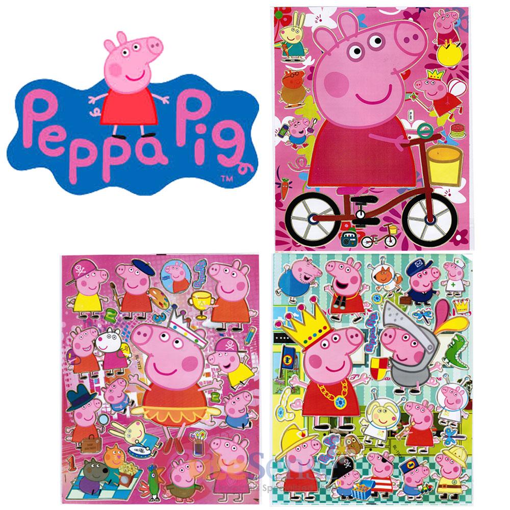Peppa Pig Stickers Set 3 Sheets Vinyl Plastic Decal individually Laser