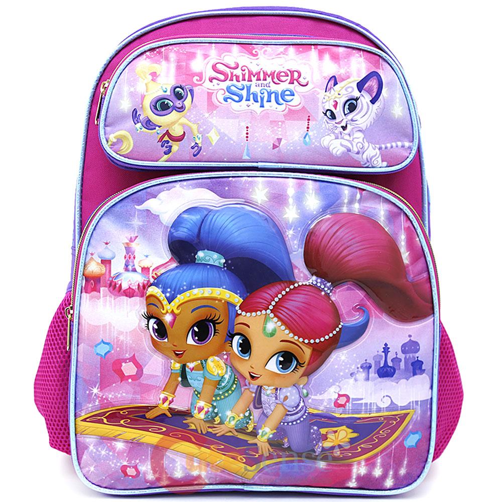 Shimmer and Shine School Backpack 16in Large Nick Girls Book Bag