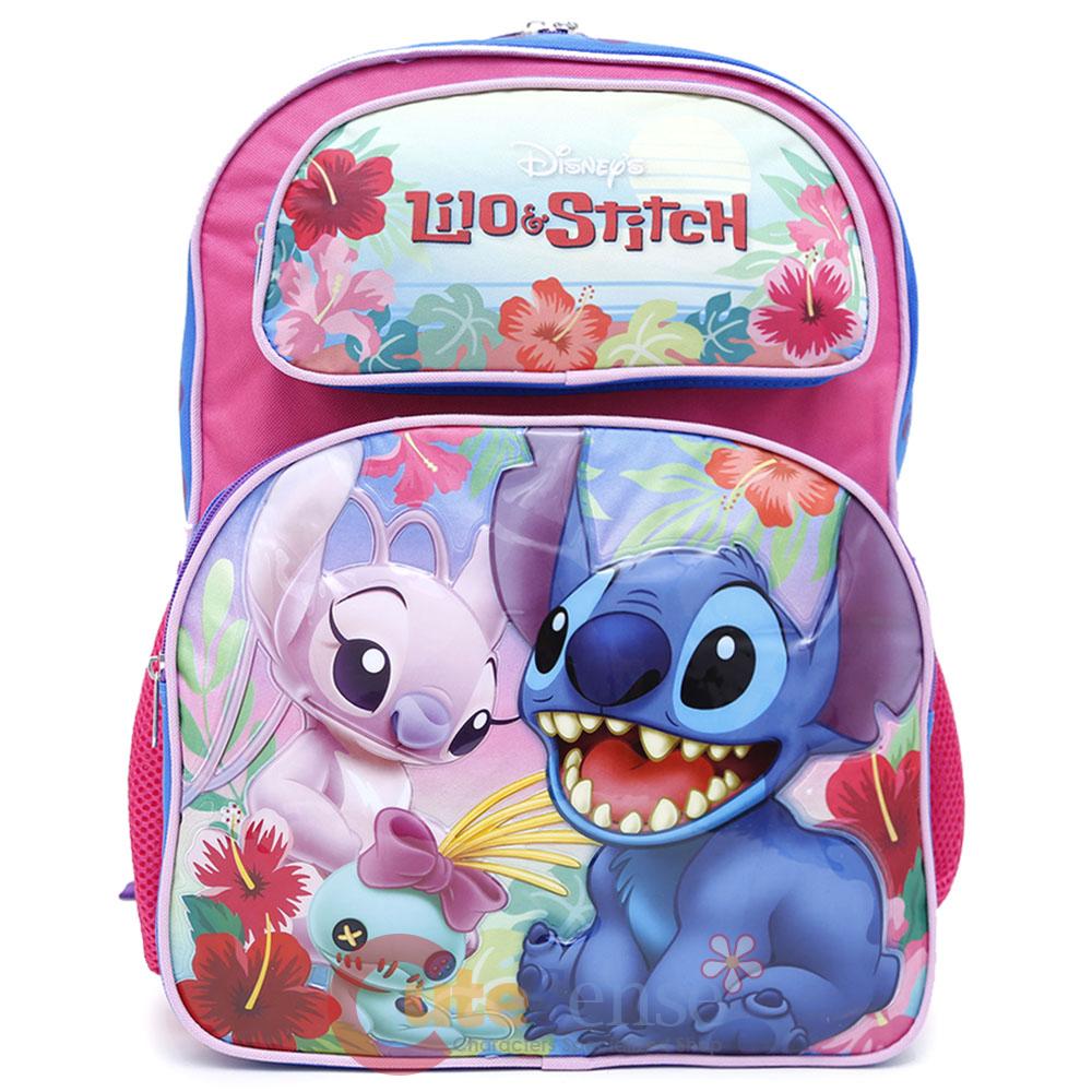 Disney Lilo and Stitch Large School Backpack 16" Girls Book Bag with
