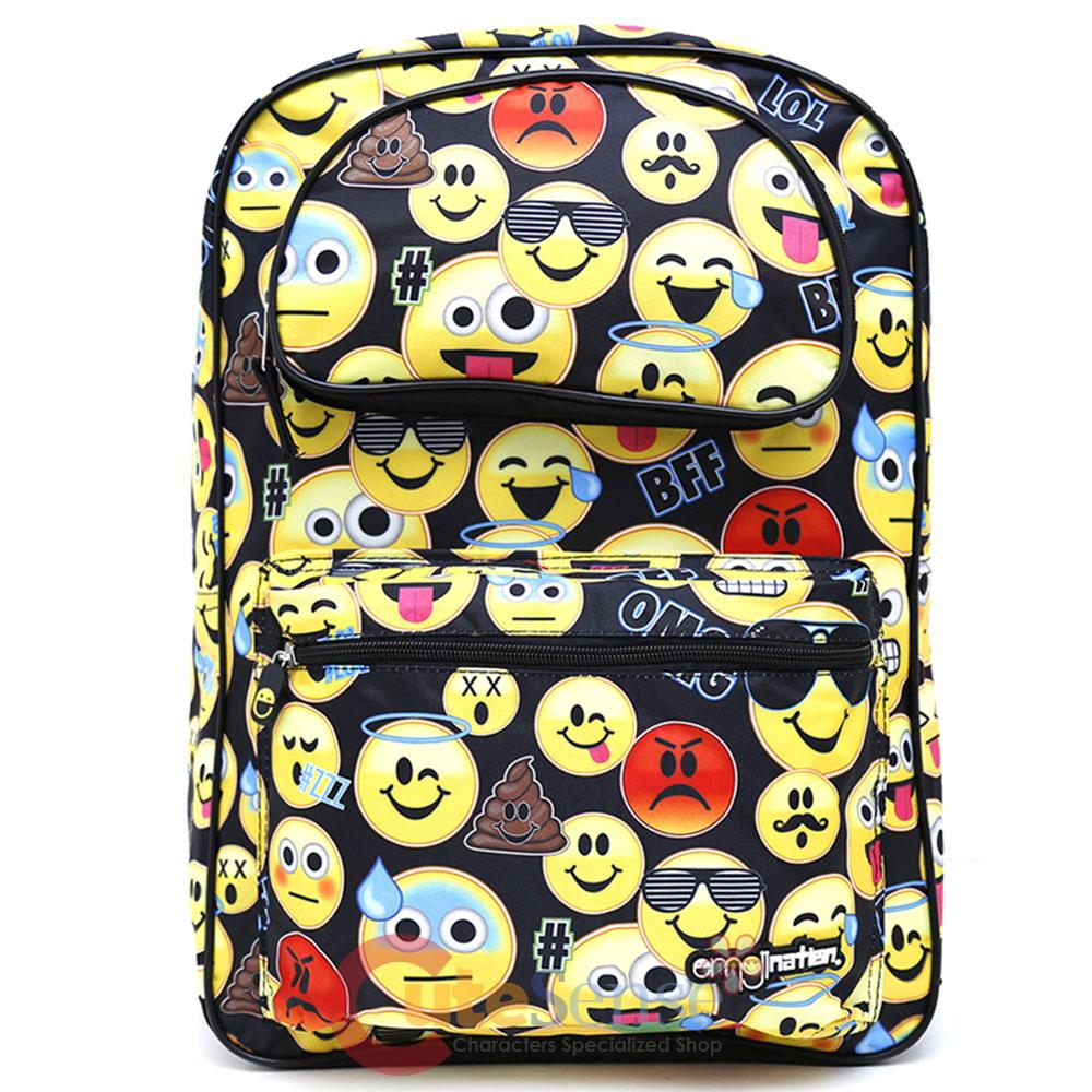 Emoji Large School Backpack All Over Prints Emojination 17in Book Bag