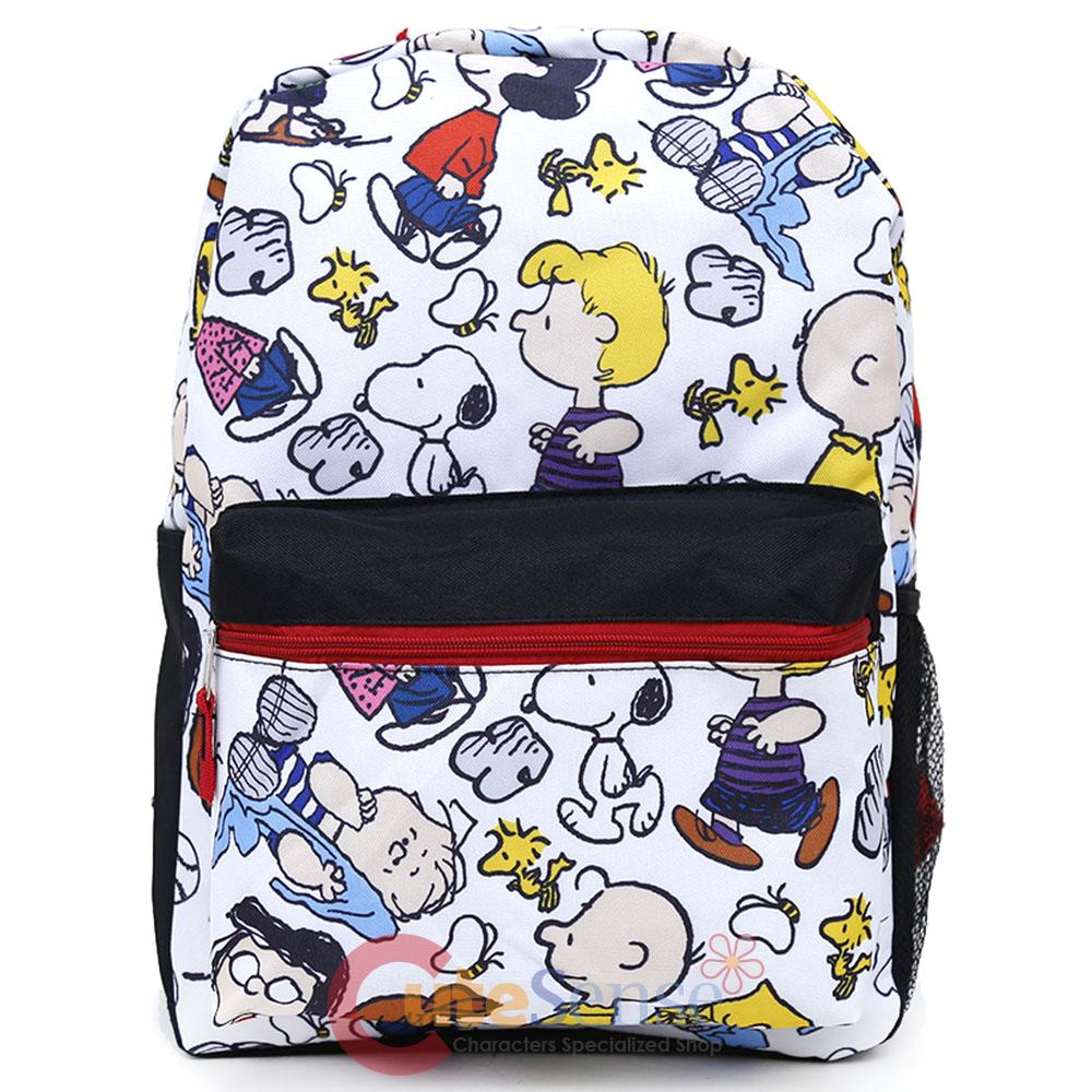 Peanuts Large School Backpack All Over Prints Snoopy Book Bag Cartoon