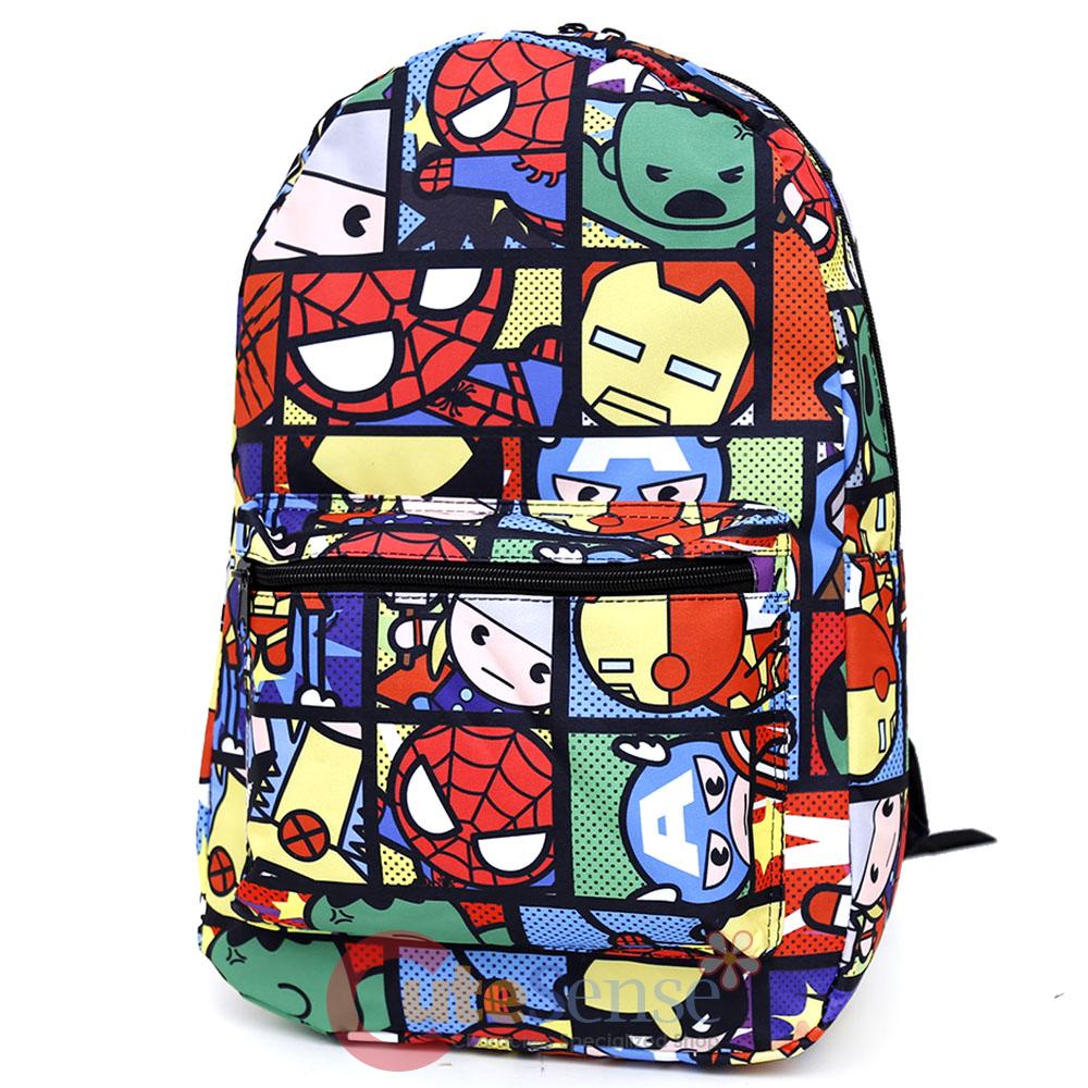 Marvel Kawaii Heroes Large School Backpack 17" All Over
