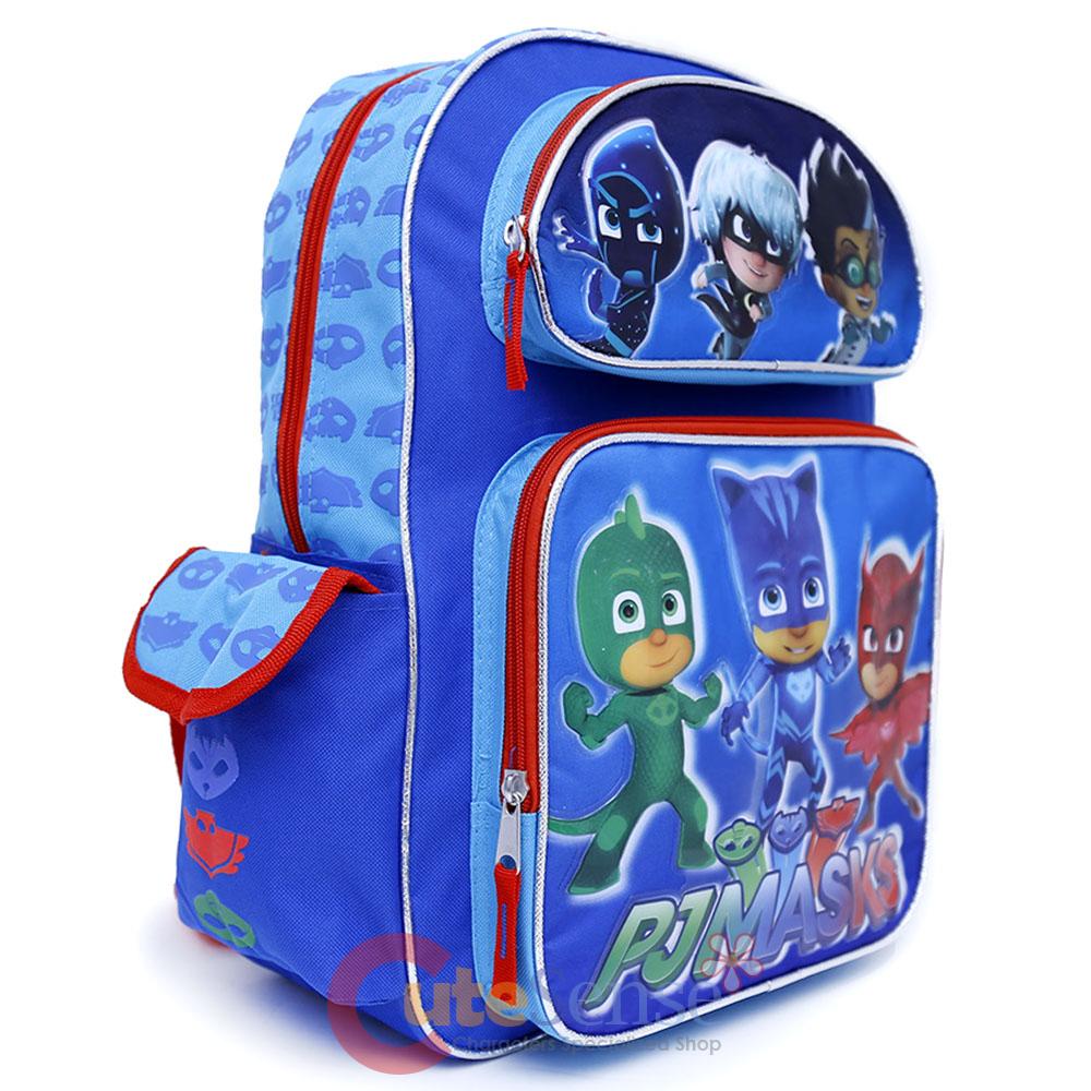 PJ Masks 16" Large School Backpack Lunch Bag 2pc Book Bag Set Owlette
