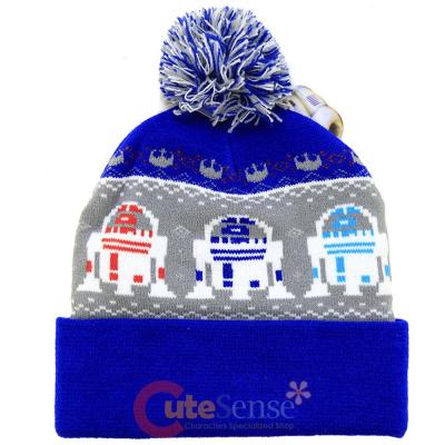 Star Wars R2D2 Cuff Beanie Knitted Hat with Pom