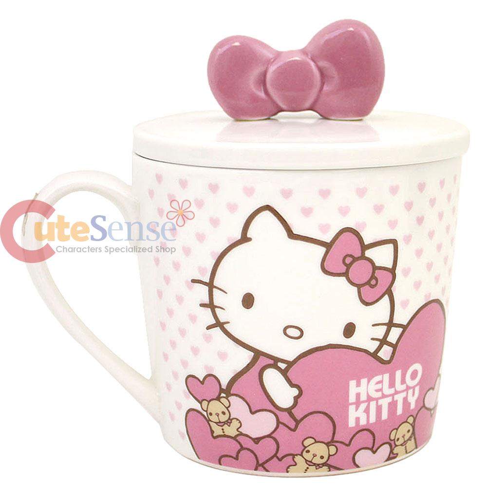 Sanrio Hello Kitty Ceramic Mug Coffee Cup with Pink Bow Lid Pink Love Bear eBay