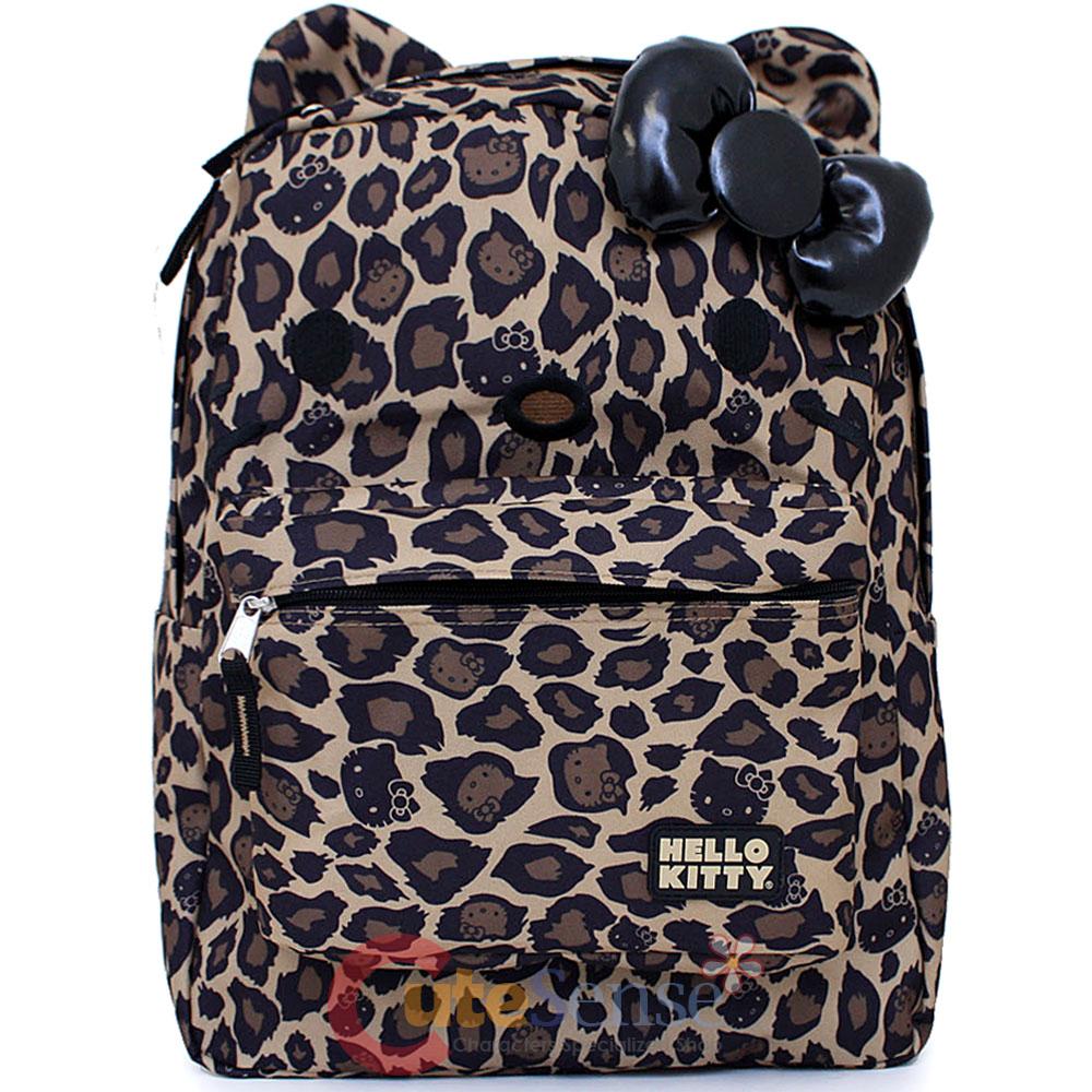 Hello Kitty Leopard School Backpack 16" Large 3D Bow and Ears Loungefly