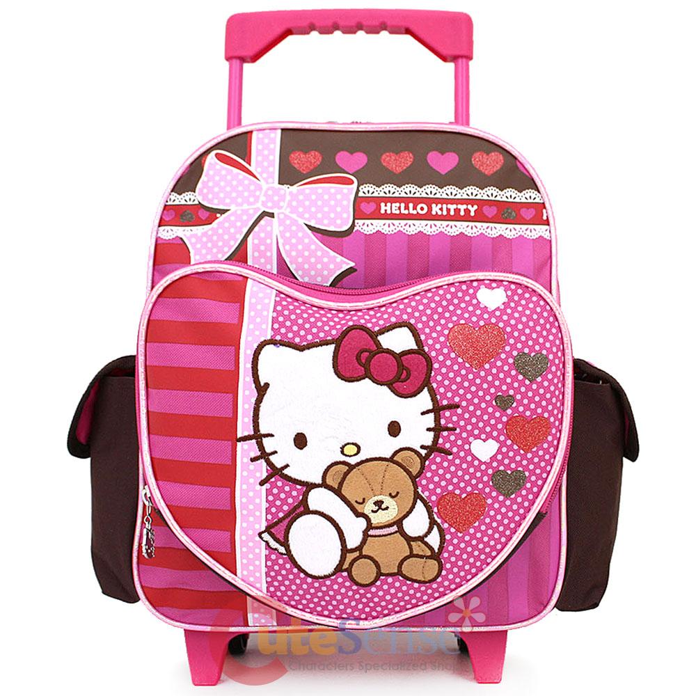 Sanrio Hello Kitty School Roller Backpack Small 12" Rolling Bag Super