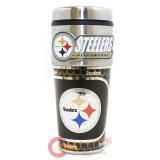 Pittsburgh Steelers Coffee Mug  Travel Tumbler Cup - NFL Metallic Color Logo