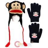 Paul Frank Face Knitted Laplander Beanie with Ear Hat  and Gloves Set
