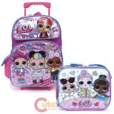 LOL Surprise 16" Large School Roller Backpack Lunch Bag 2pc Set