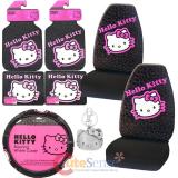 Hello kitty Car Seat Covers Accessories Compleate 8pc Set - Collage