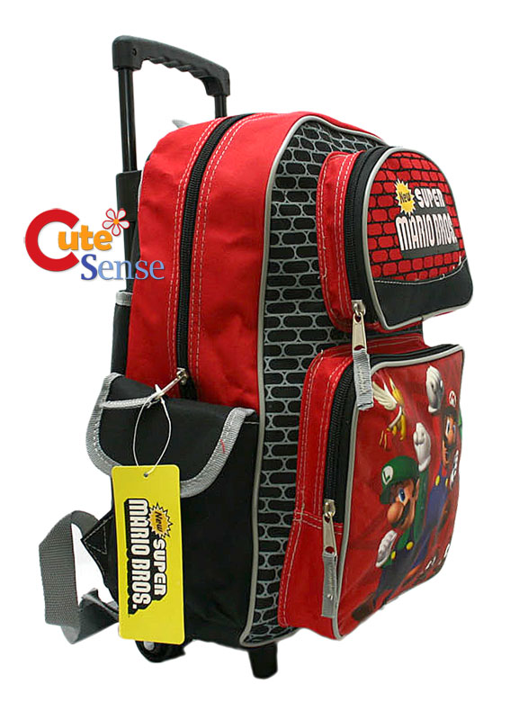 Super Mario School Roller Backpack Rolling BagRed 12  