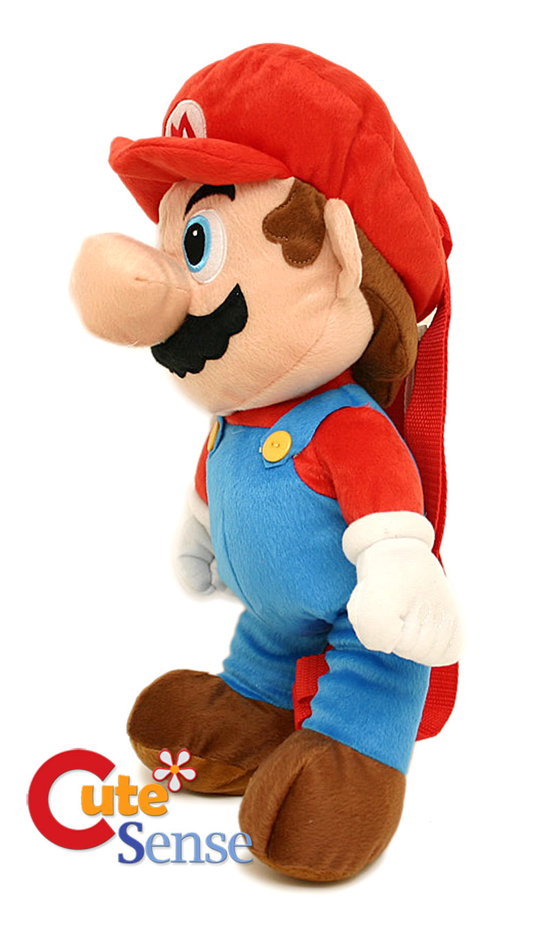 Super Mario Brothers Fire Mario Plush Doll Backpack 19" Costume Bag Licensed