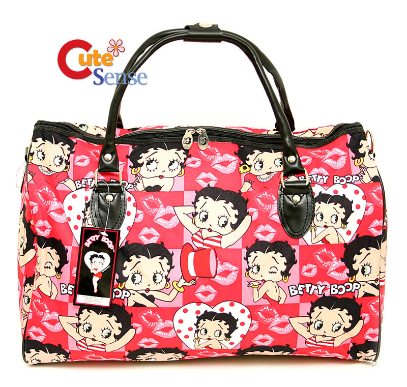 Betty Boop Cartoon Duffle Bag Travel Bag Diaper Gym Bag Pink Face 20" XL