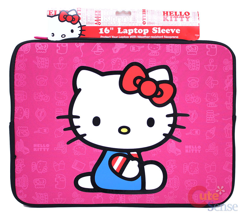 Hello Kitty Notebook Case Formed 16" Laptop Protector Bag Pink Seated Kitty