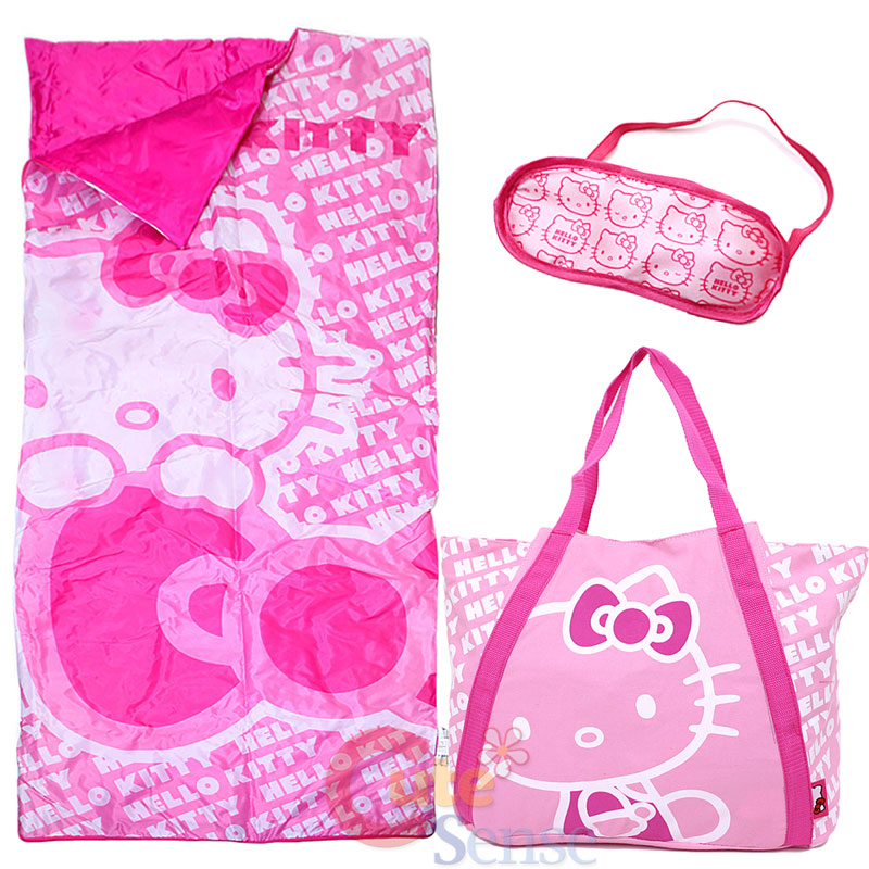 Sanrio Hello Kitty Sleepover Set Kids Sleeping Bag with Tote Bag