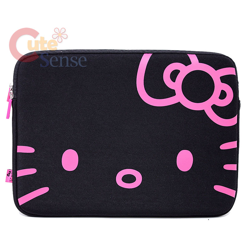 Hello Kitty MacBook Case 13" Laptop Formed Zippered Bag Black Face Loungefly