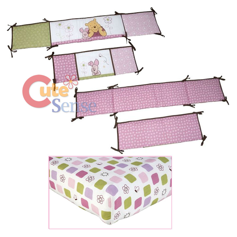 Winnie The Pooh with Piglet Baby Crib Bedding Set Pink 4pc Happy Morning